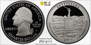 2011-S 25C Gettysburg NP - Silver PR70DCAM