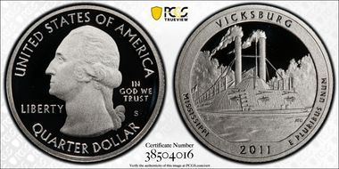 2011-S 25C Vicksburg NP - Silver PR70DCAM