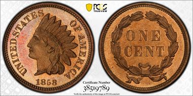 1858 1C J-208 PR65