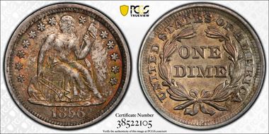 1856 10C Large Date MS64