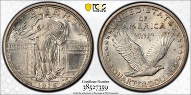 1916 25C Standing Liberty MS64FH