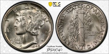 1942/1-D 10C MS66+ FB