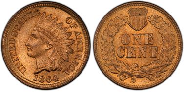 1864 1C Bronze MS65RB