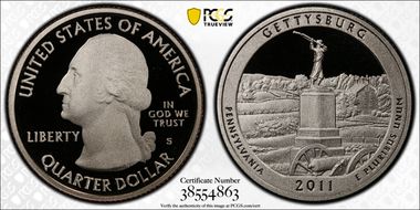 2011-S 25C Gettysburg NP PR70DCAM
