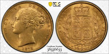 1873-S Sov S-3855 Shield MS62