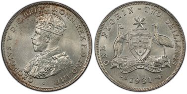 1931(m) Florin KM-27  Ag MS64+