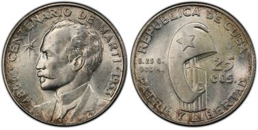 1953 25C Jose Marti KM-27 MS64
