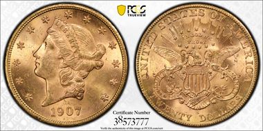 1907-S $20 MS64