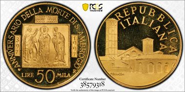 1997-R 50000 L Death of St. Ambrose 1600th Anniversary PR65DCAM