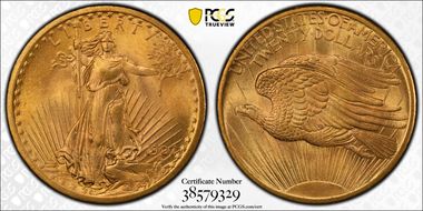 1907 $20 Saint-Gaudens MS65+ 