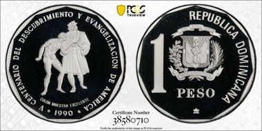 1990 Peso Columbus & Native Ag PR68DCAM