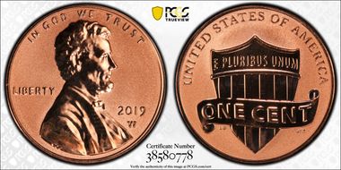 2019-W 1C Shield - Reverse Proof PR68RD