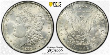 1878 7TF $1 Reverse of 1878 AU58