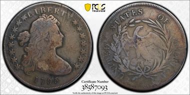 1795 $1 Draped Bust, Off-Center VG8