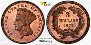1871 $3 J-1167 PR64+ RB