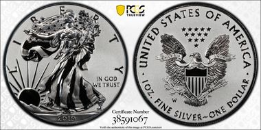 2019-W $1 Silver Eagle Enhanced Rev PR Pride of Two Nations, U.S. Set PR70