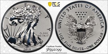 2019-S $1 Silver Eagle Enhanced Rev PR First Strike PR70
