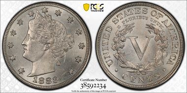 1883 5C With CENTS MS64
