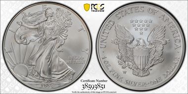 2008-W $1 Burnished Silver Eagle Reverse of 2007 SP70