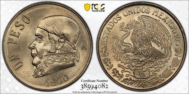 1970-Mo Peso KM-460 Narrow date MS67