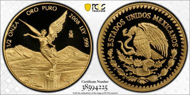 2008-Mo 1/2 oz Libertad Gold PR69DCAM