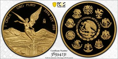 2016-Mo Onza Libertad Au PR70DCAM