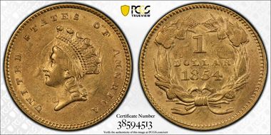 1854 G$1 Type 2 AU58