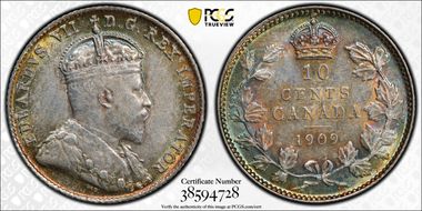 1909 10C Victorian Leaves AU58