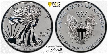 2019-S $1 Silver Eagle Enhanced Rev PR First Strike PR70