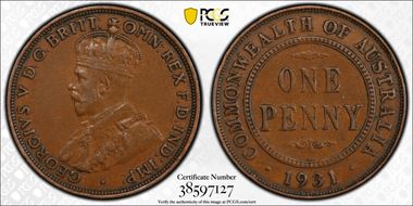 1931 (m) 1D Indian obverse Aligned date XF40BN