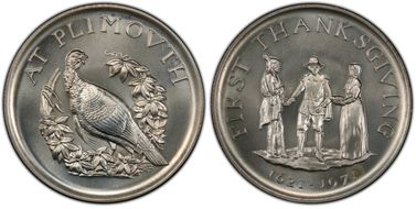 1971 SC50C First Thanksgiving Ag Heraldic Art Medal MS68