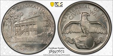 1965 SC50C Civil War Centennial Ag Heraldic Art Medal MS68