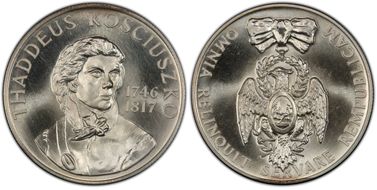 (1967) SC50C Thaddeus Kosciuszko Ag Heraldic Art Medal MS67