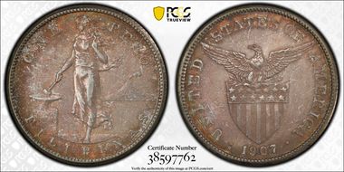 1907-S Peso AU55