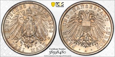 1908-A 3 Mk J-82 MS67