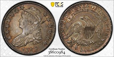 1823 50C Patched 3 AU58