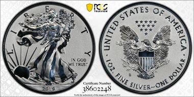 2019-S $1 Silver Eagle Enhanced Rev PR First Strike PR70