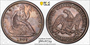 1846 50C Medium Date XF40