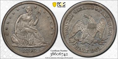 1846-O 50C Medium Date XF40