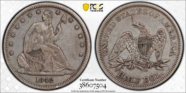1842 50C Small Date, Rev of 1842 VF35