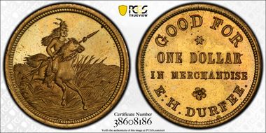 (1866-69) Tk $1 E.H. Durfee Brass MS65