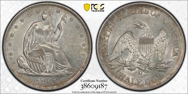 1861-O 50C AU55