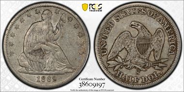 1862-S 50C AU50