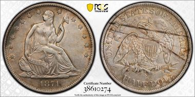 1871-S 50C WB-4 Small Wide S AU53