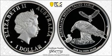 2018-P $1 Wedge Tailed Eagle High Relief PR70DCAM
