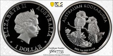 2013-P $1 Kookaburra Ag High Relief PR70DCAM
