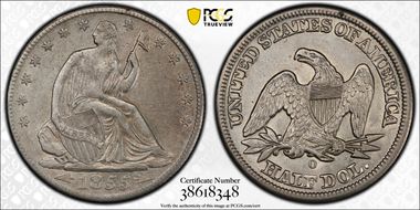 1855-O 50C Arrows AU50