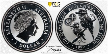 1999-P100 $1 Kookaburra Ag Finnish Markka Privy MS69