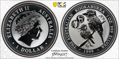 1999-P100 $1 Kookaburra Ag Irish Punt Privy MS68