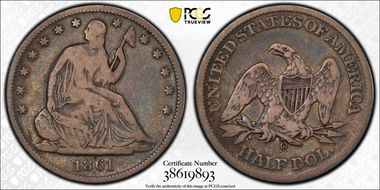 1861-O 50C CSA Obverse VG10
